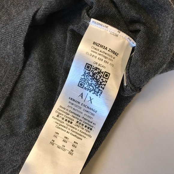 A|X Armani Exchange Men's Sweater Virgin Wool Grey Size 2XL 8NZM3A ZM8AZ NEW $90 - Picture 8 of 13